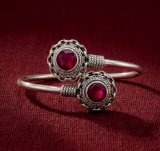 Handmade Silver Jewelry Ruby Oxidised Kada